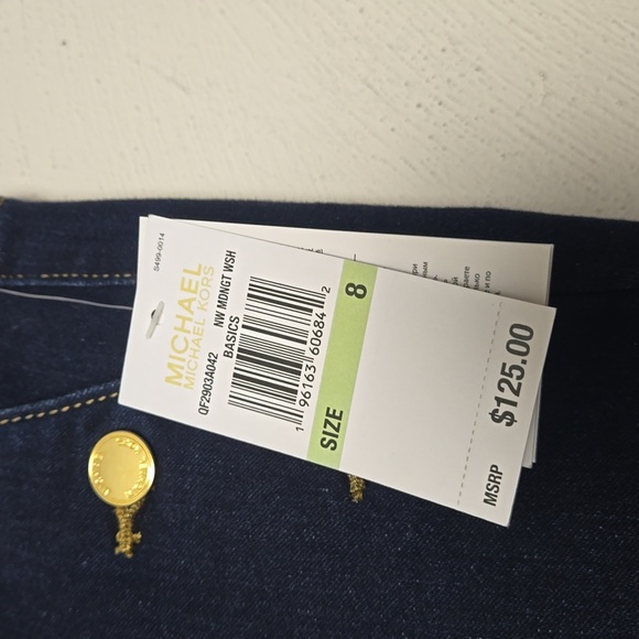NWT MICHAEL Michael Kors Gold Buttons Sailor Blue Jeans Size 8 - Picture 3 of 10
